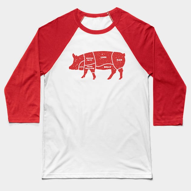 Labelled Pig Diagram Baseball T-Shirt by DoctorDevil